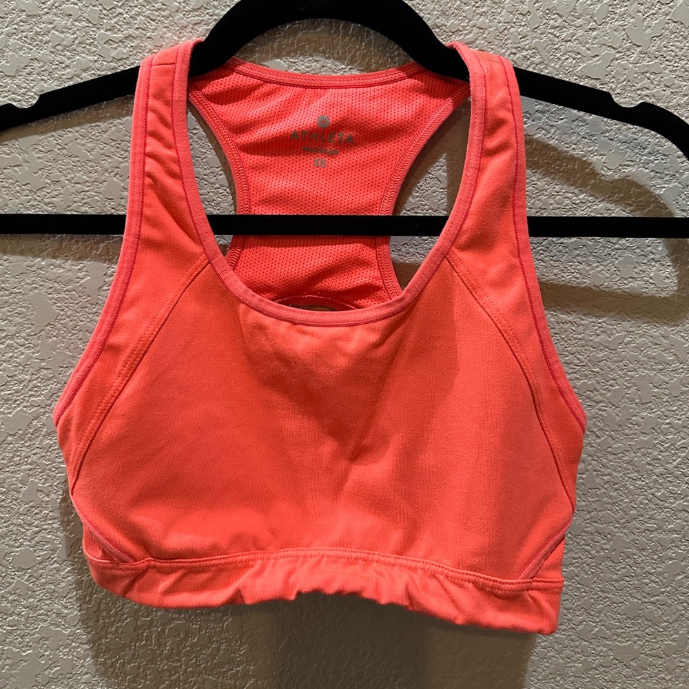 Athleta Triple Threat Sports Bra, Size XS, Orange